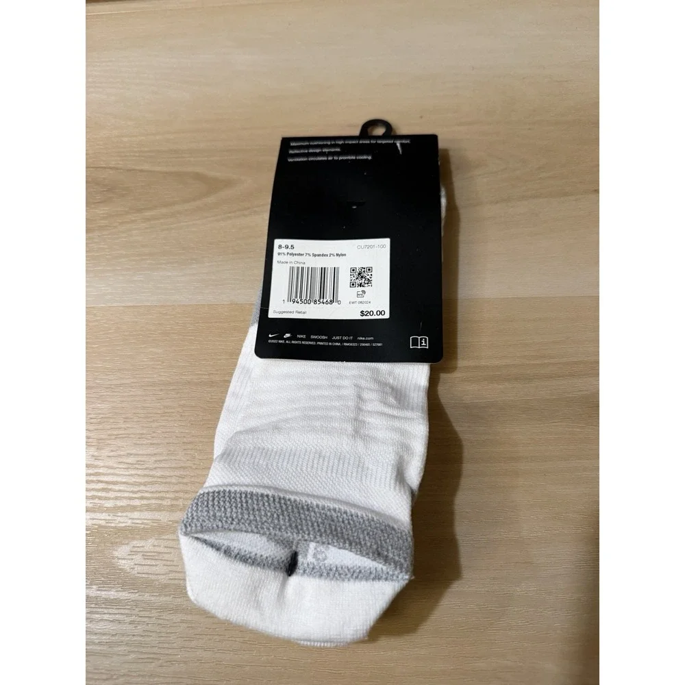 NWT Nike Unisex Spark Cushioned No Show Run Socks White M 8-9.5, W 9.5-11 New